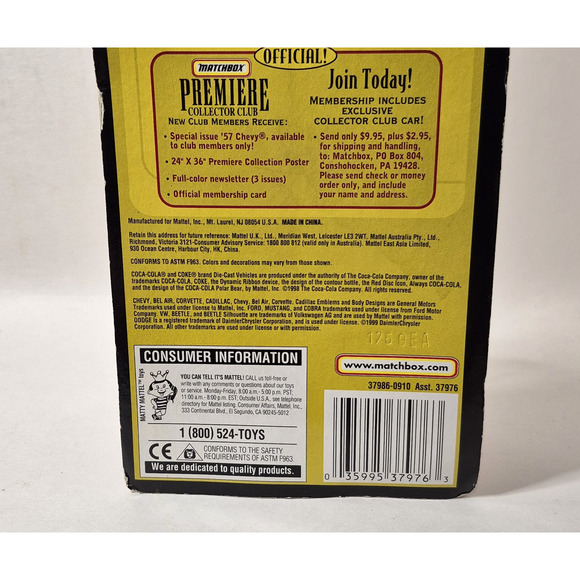 Vintage Matchbox Collectibles Coca Cola 1968 Mustang Cobra Jet 1:64 Diecast - Picture 5 of 9